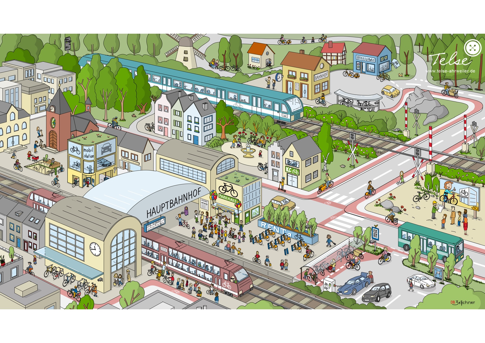 Wimmelbild für "Initiave Fahrrad + Bahn"