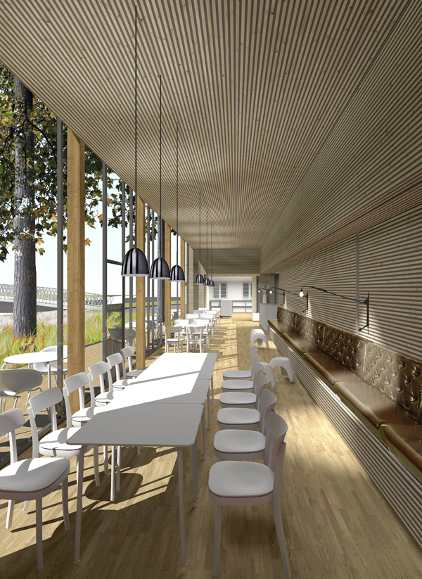 moderne Architektur Restaurant und Cafe aus Holz