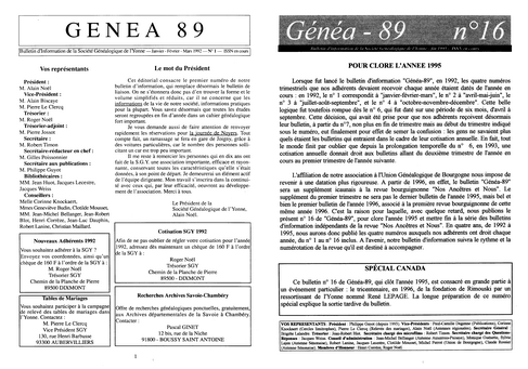 BULLETINS n° 1 et n° 16