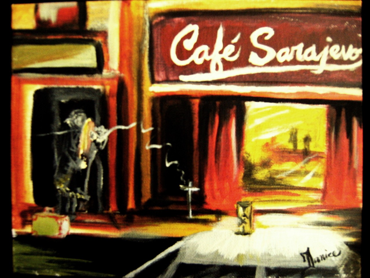 TAXI- CAFÉ SARAJEVO (Montréal), Acrylique, 2007, Non disponible