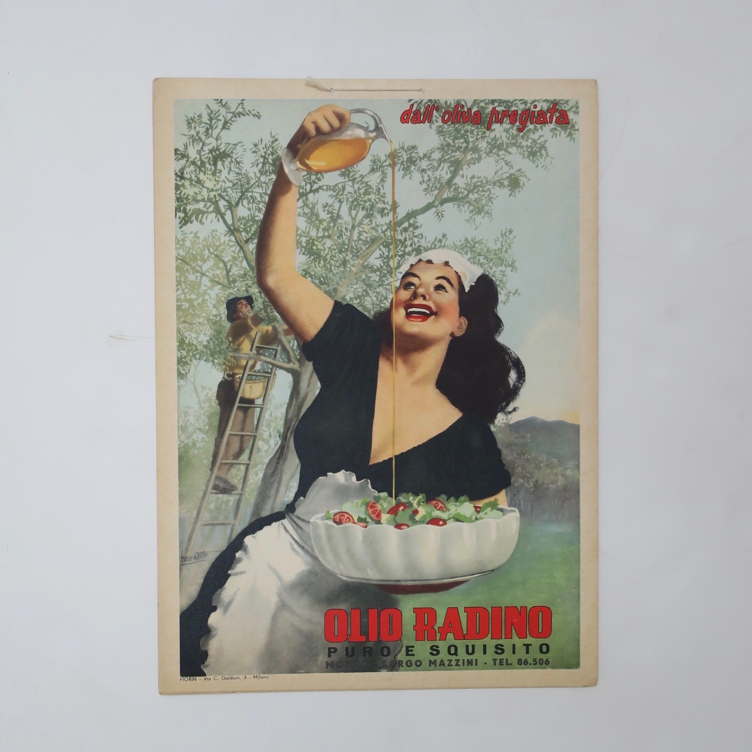 plakat werbeplakat antikplakat vintage chromolitho lithographie typographie designobjekt küchenplakat interiordetail olivenöl