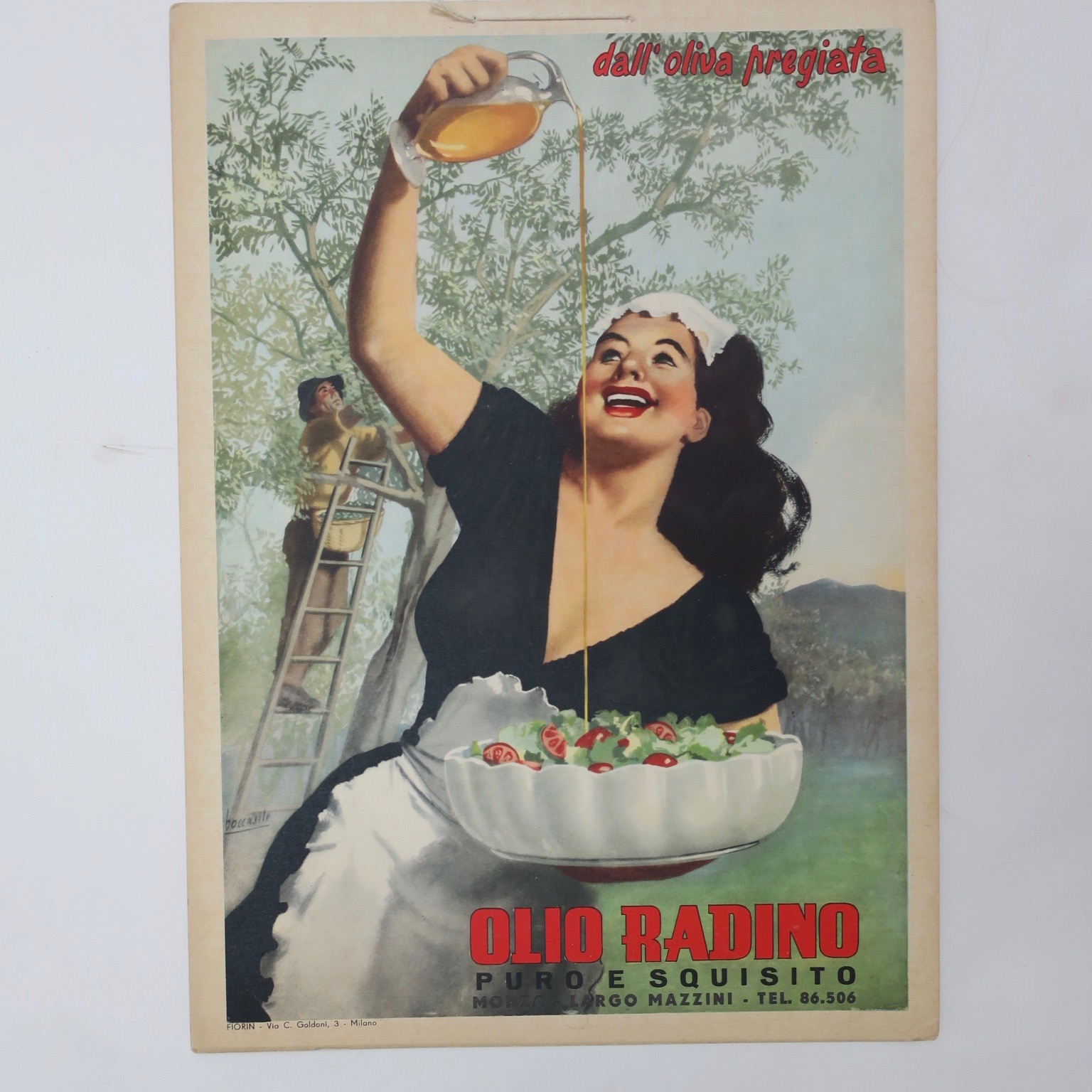 plakat werbeplakat antikplakat vintage chromolitho lithographie typographie designobjekt küchenplakat interiordetail olivenöl