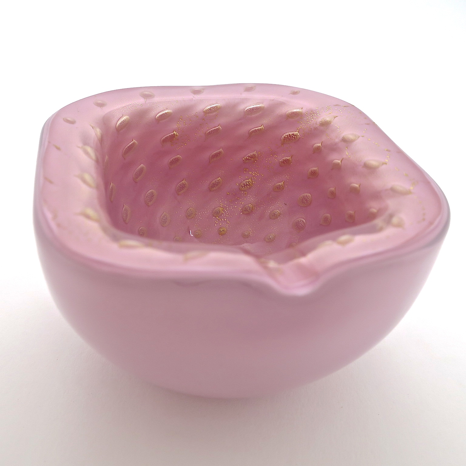 bubblegumpink puderrosé pastelpink sixties murano salviati  alfredobarbini, murano mundgeblasen einzelstück bubbles luftbläschen gold geschenke hochzeitsgeschenk hochzeit interior kaufmuseum