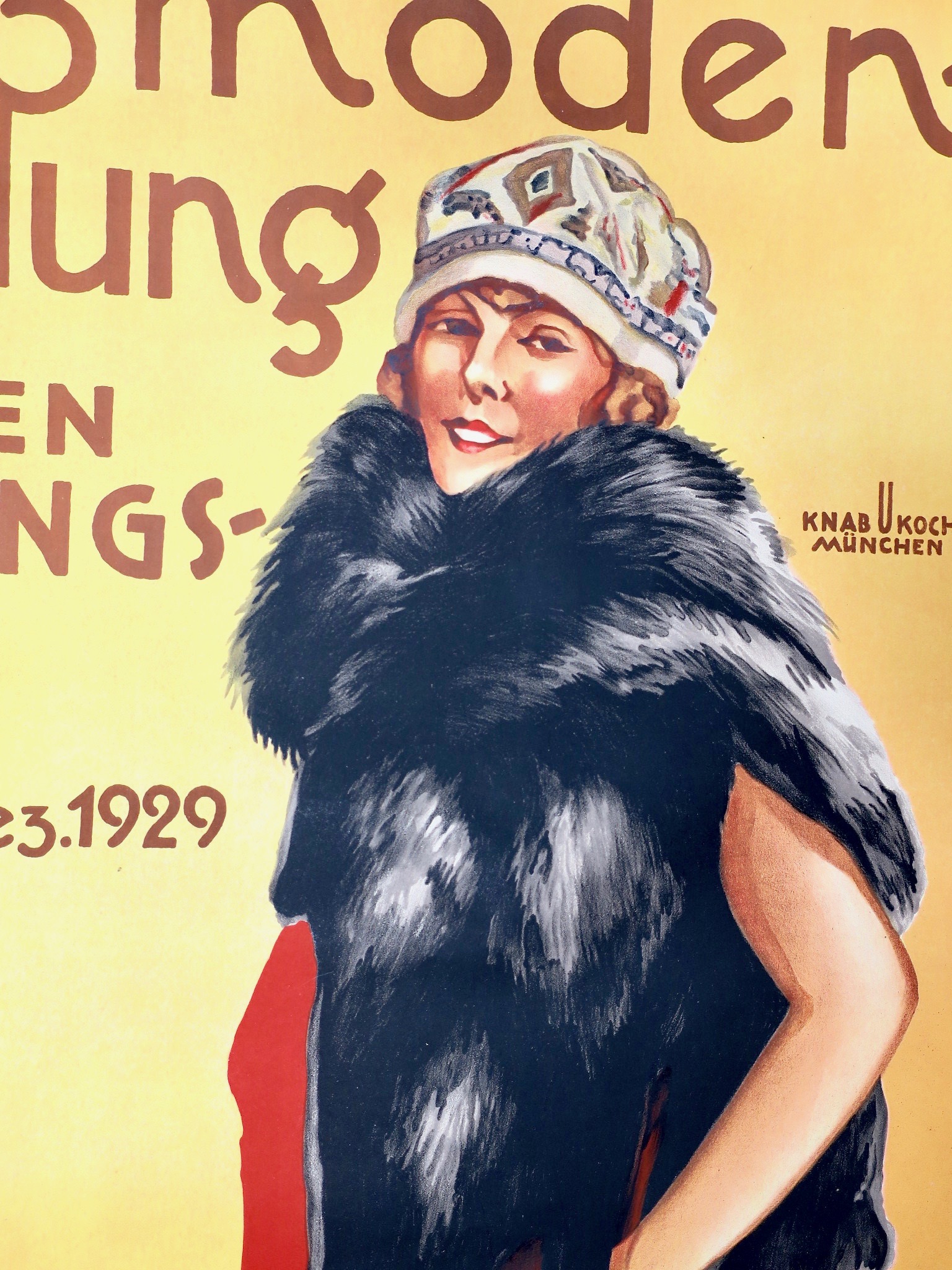 lithographie lithography antikplakat antike werbung fuchs hund fox dog typographie golden twenties zwanzigerjahre art déco kaufmuseum münchen bogenhausen