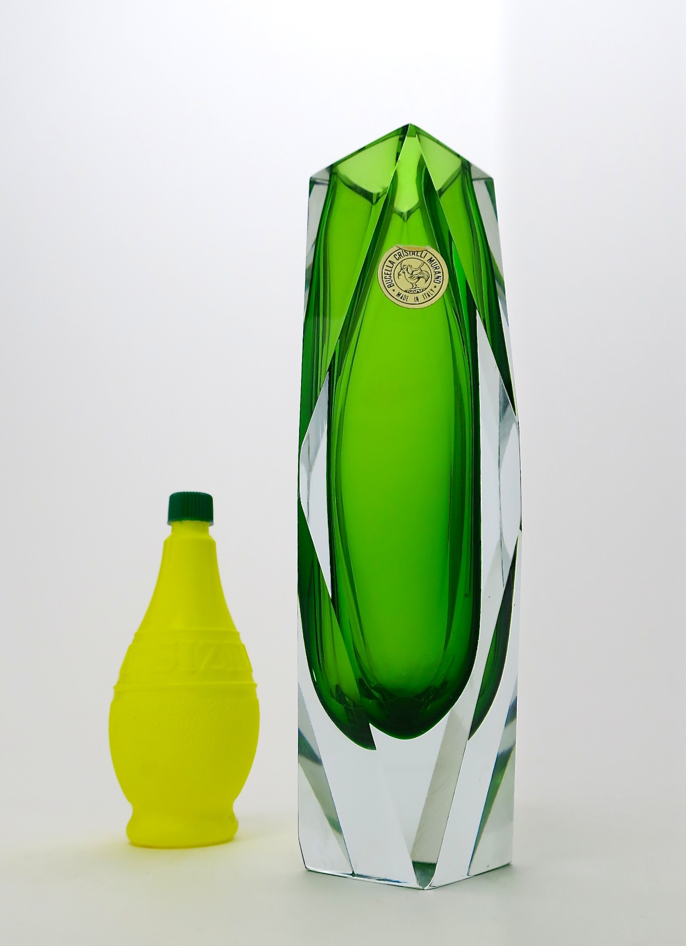 murano blockvase grün midcentury vase handgemacht feuerpoliert firepolished vintage geschenke onlineshop interior