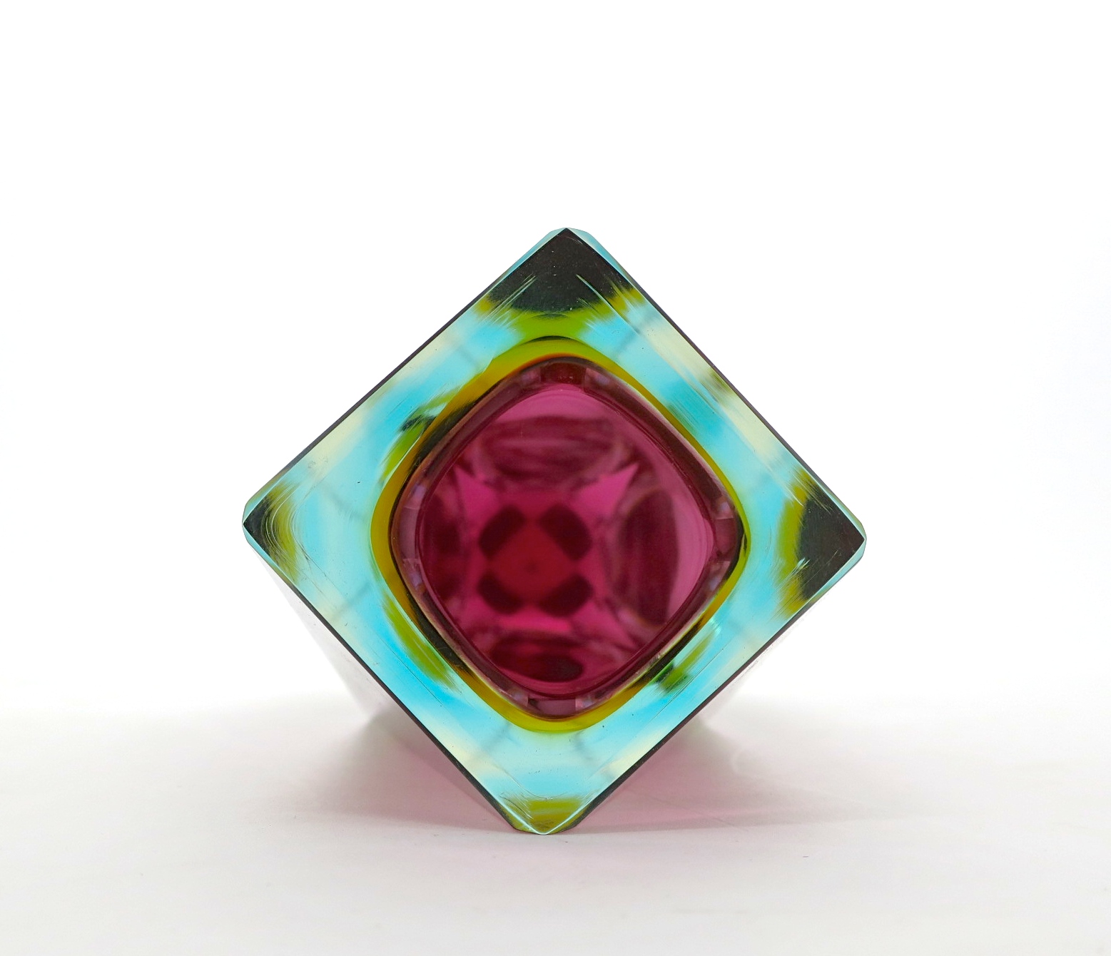 murano blockvase kristall mundgeblasen mouthblown handcrafted handgeschliffen feuerpoliert fire polished kristal crystal vase firenze