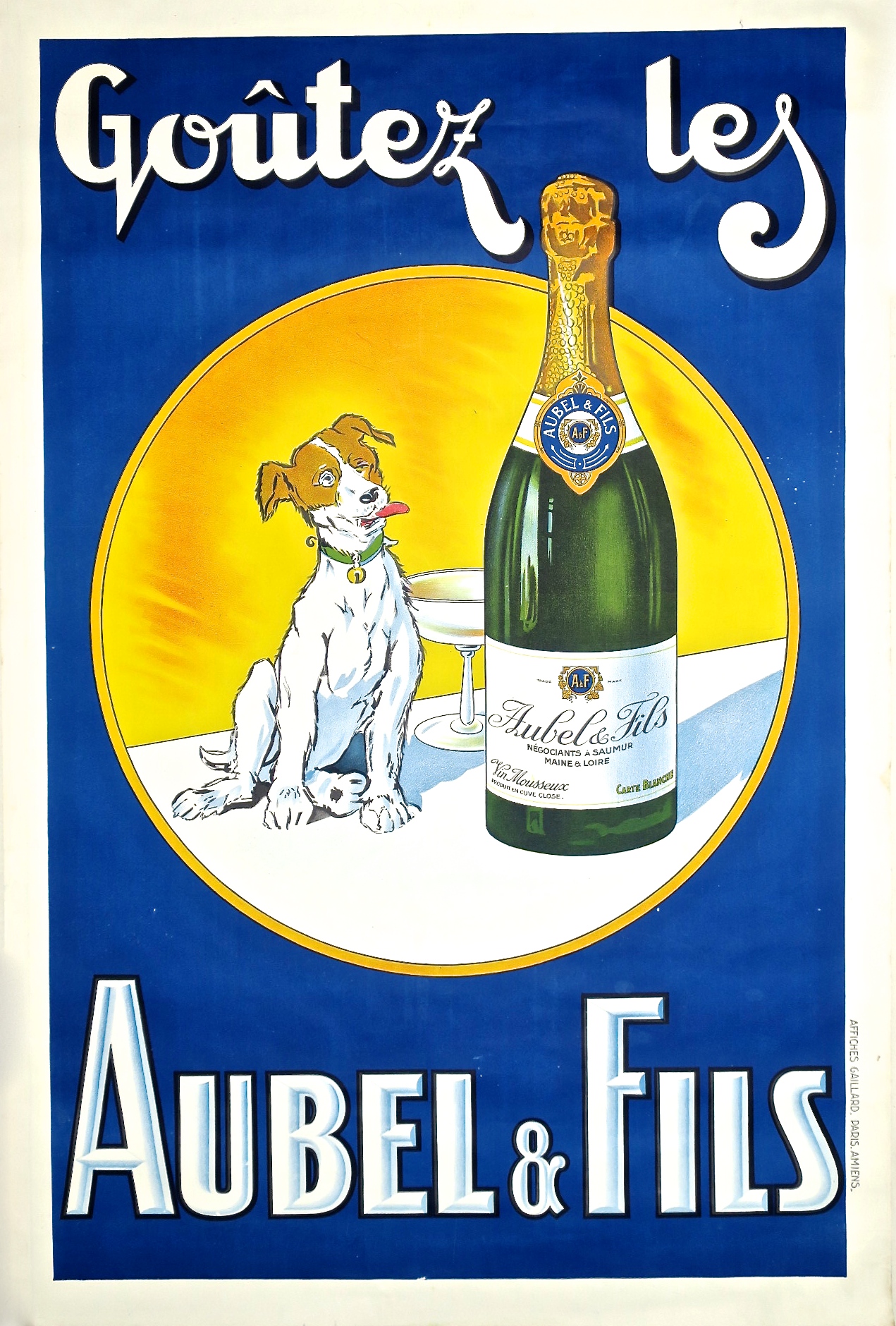 lithografie lithography poster Plakat Werbung kaufmuseum originallithographie Werbeplakat jackrussell wein prosecco bar cocktailbar 