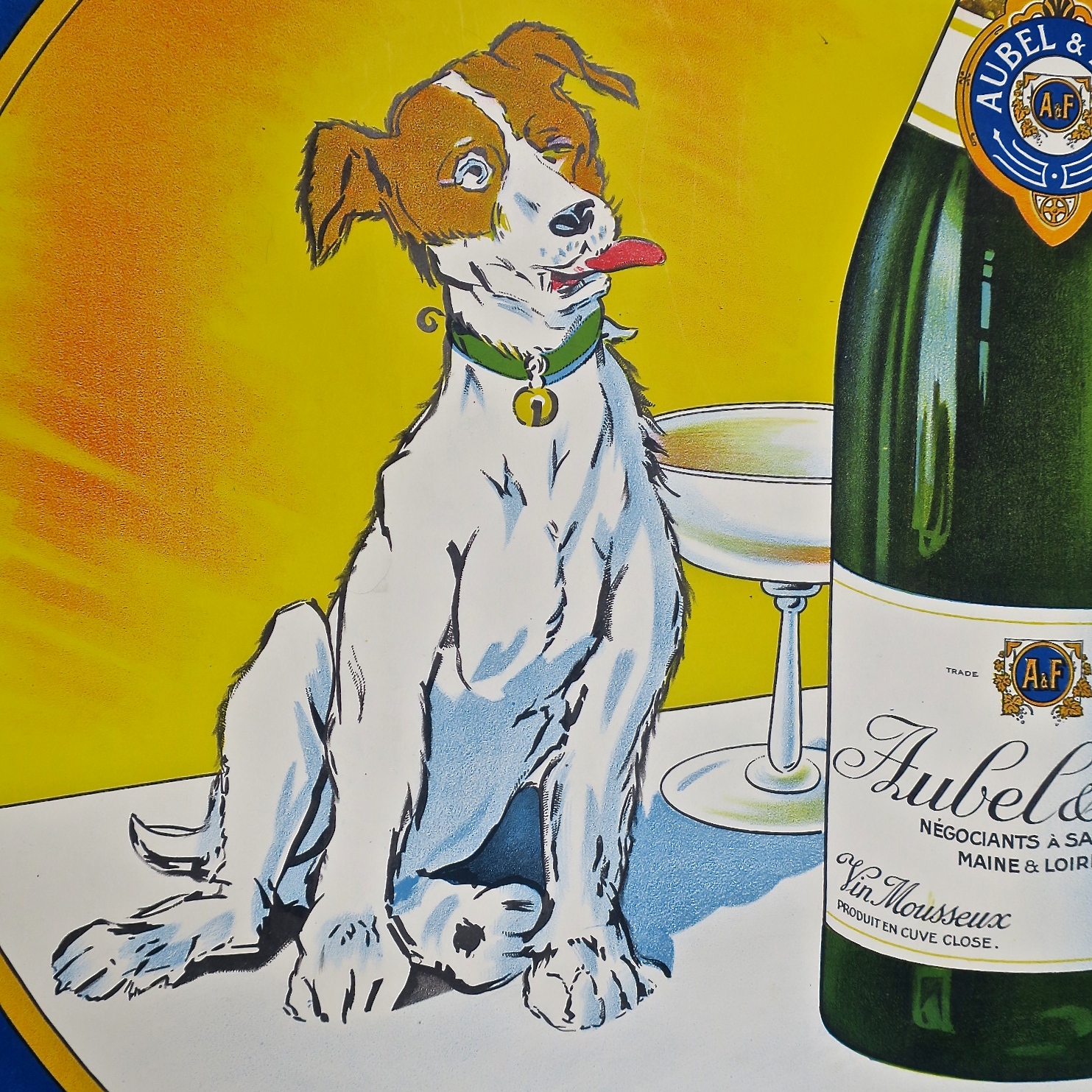 lithografie lithography poster Plakat Werbung kaufmuseum originallithographie Werbeplakat jackrussell wein prosecco bar cocktailbar 