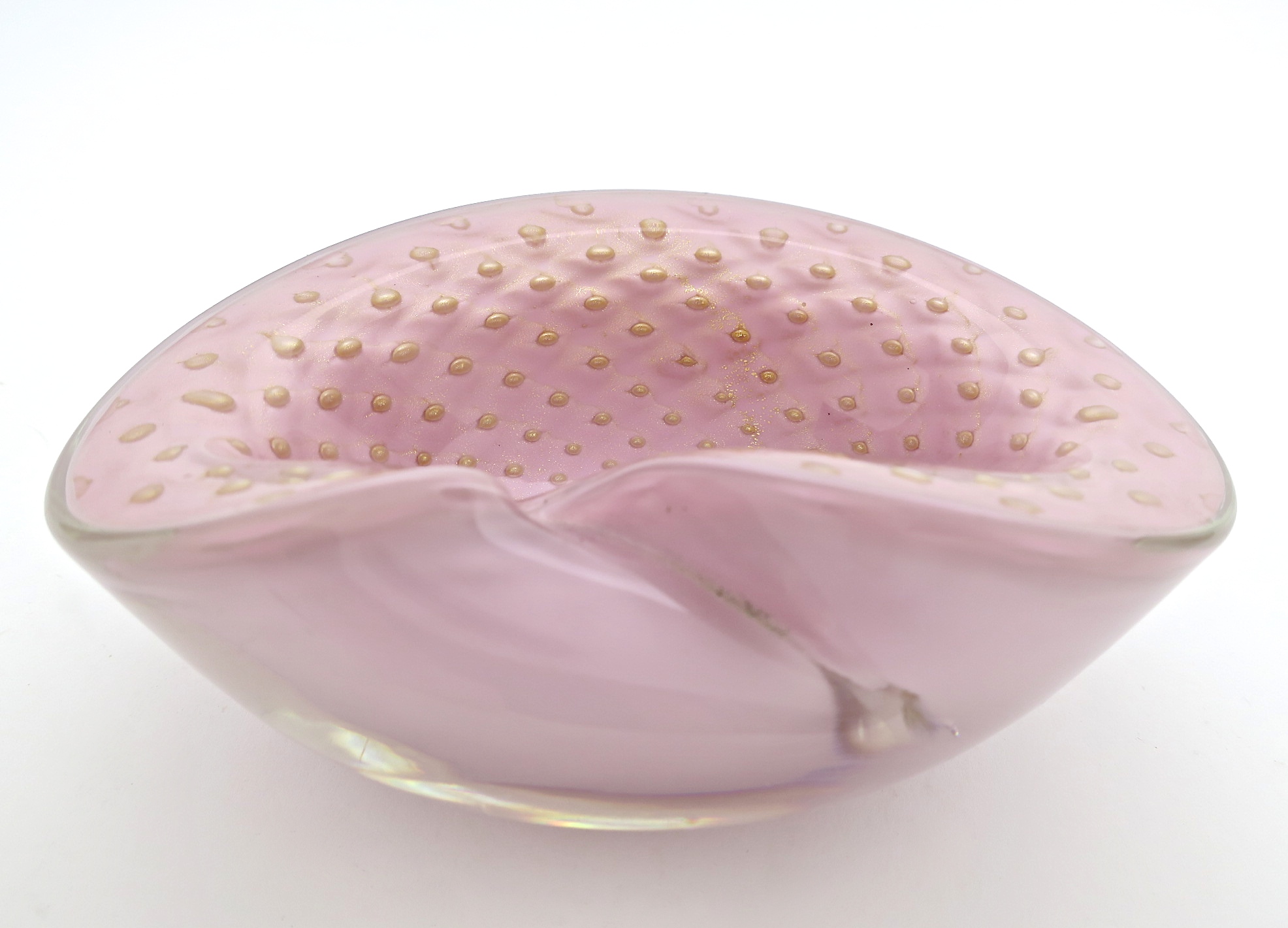 murano barovier italien schale Geschenke italy interior feminin glamour gold pink powder mundgeblasen vintage rosa puderfarben