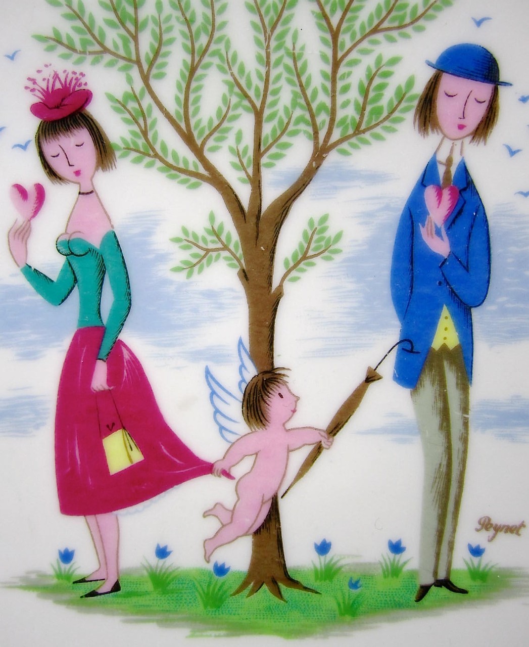 valentinstag valentine rosenthal teller liebe love amor putte
