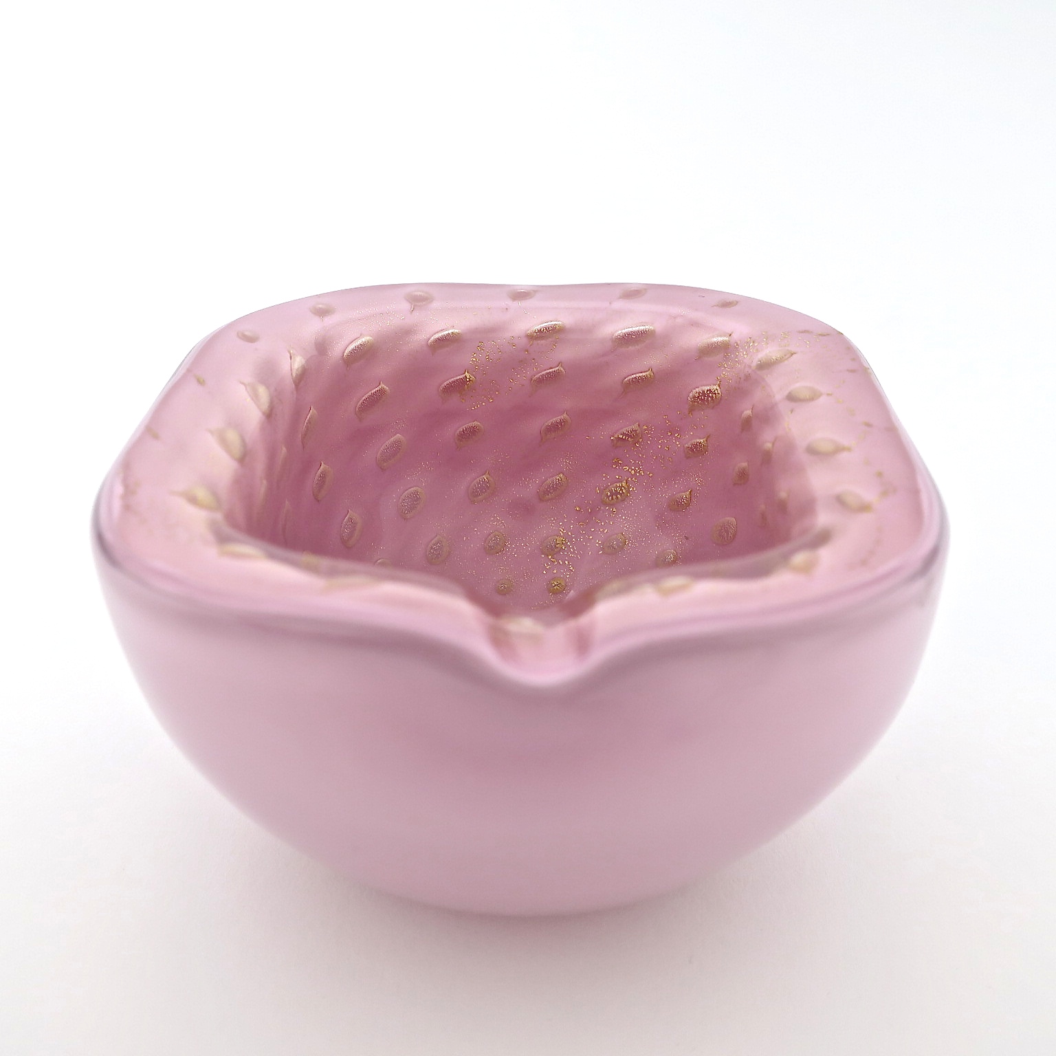 bubblegumpink puderrosé pastelpink sixties murano salviati  alfredobarbini, murano mundgeblasen einzelstück bubbles luftbläschen gold geschenke hochzeitsgeschenk hochzeit interior kaufmuseum