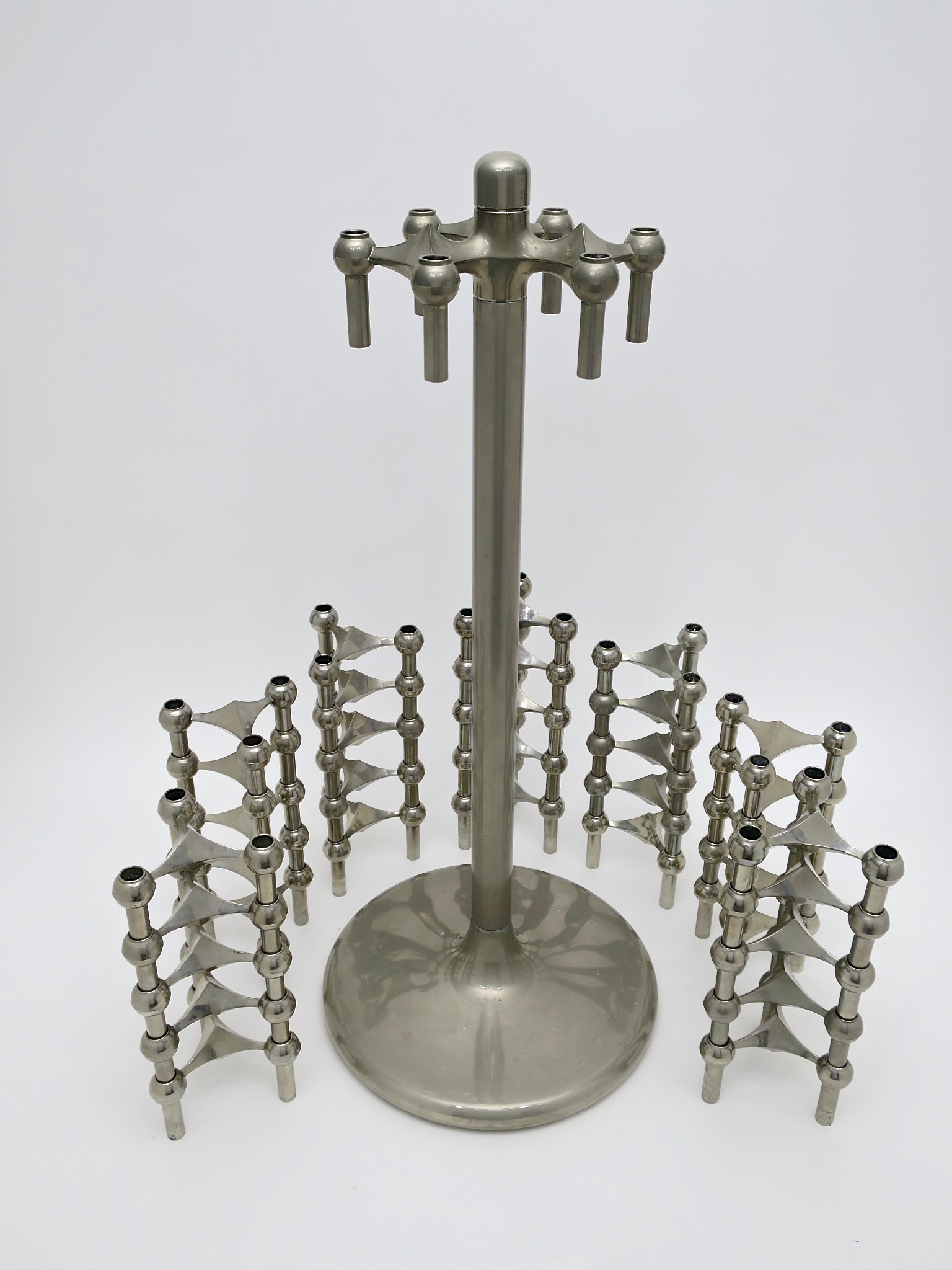 midcentury kerzenleuchter industrial brutalism Elemente bausatz stylish chandelier candlelight candle 