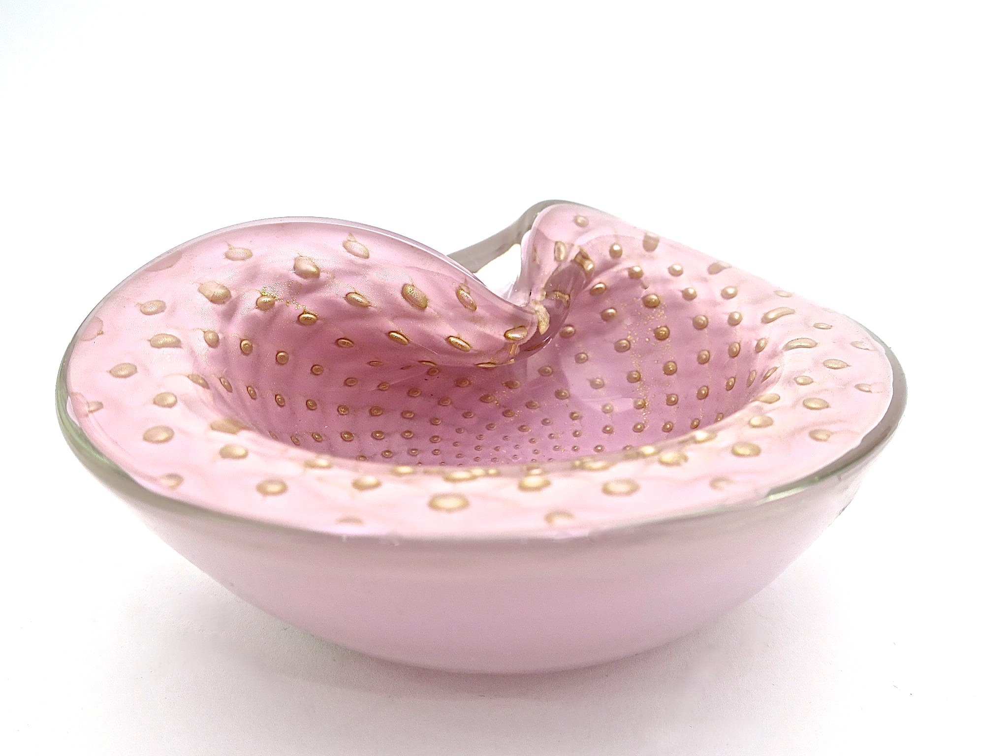 murano barovier italien schale Geschenke italy interior feminin glamour gold pink powder mundgeblasen vintage rosa puderfarben
