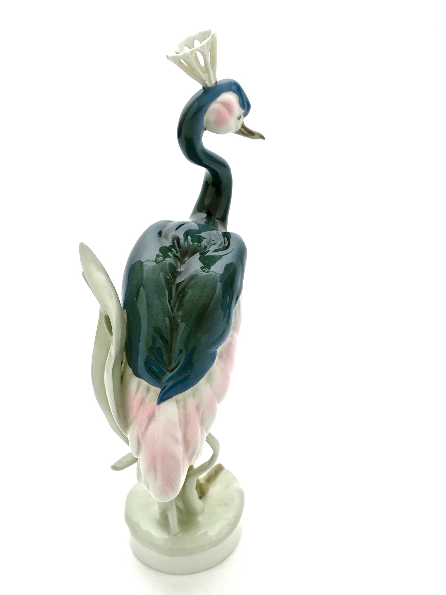 pfau kronenkranich paradiesvogel bird vogel exotisch keramik kaufmuseum münchen krone ceramique figur skulptur