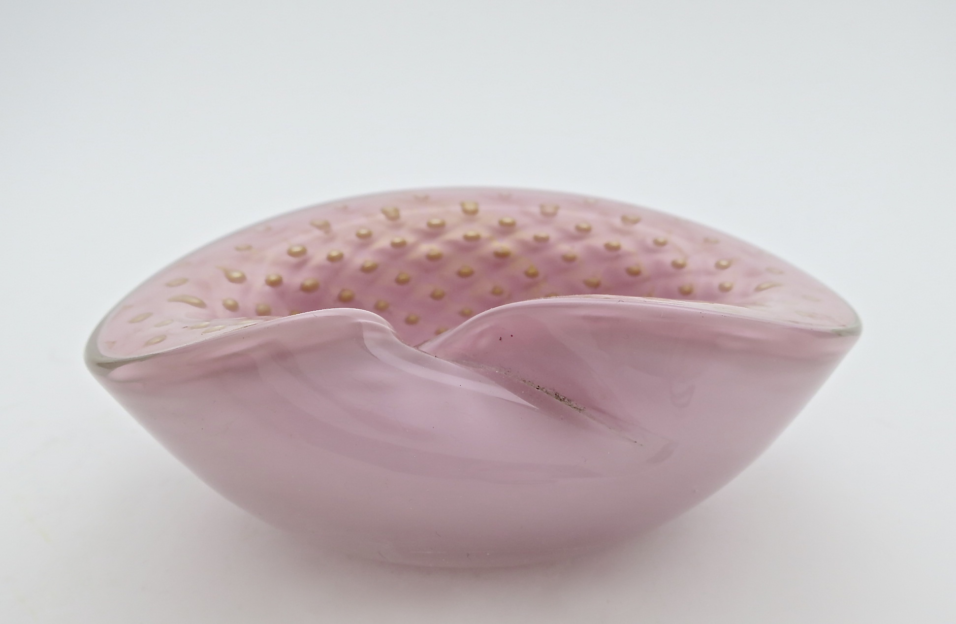 murano barovier italien schale Geschenke italy interior feminin glamour gold pink powder mundgeblasen vintage rosa puderfarben