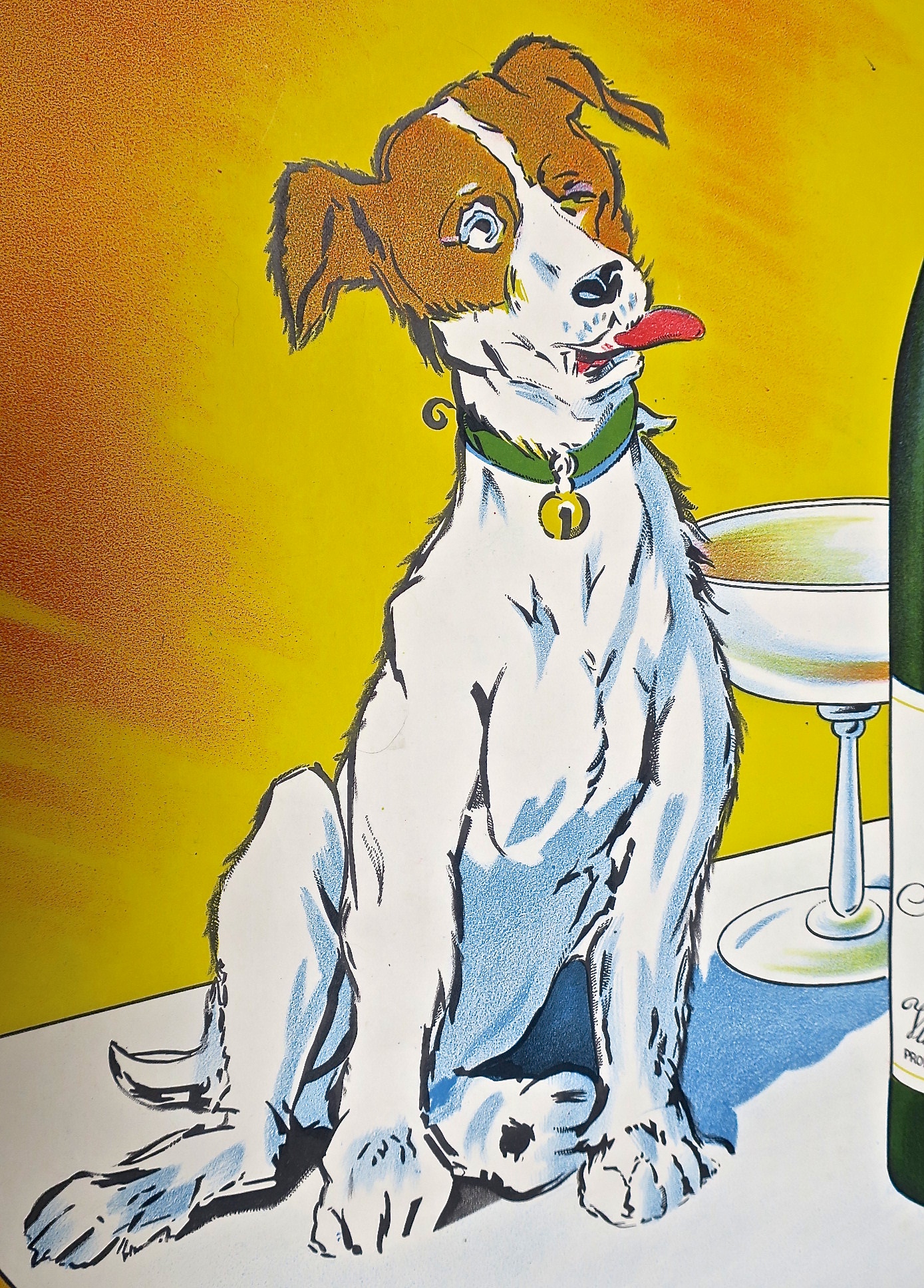 lithografie lithography poster Plakat Werbung kaufmuseum originallithographie Werbeplakat jackrussell wein prosecco bar cocktailbar 