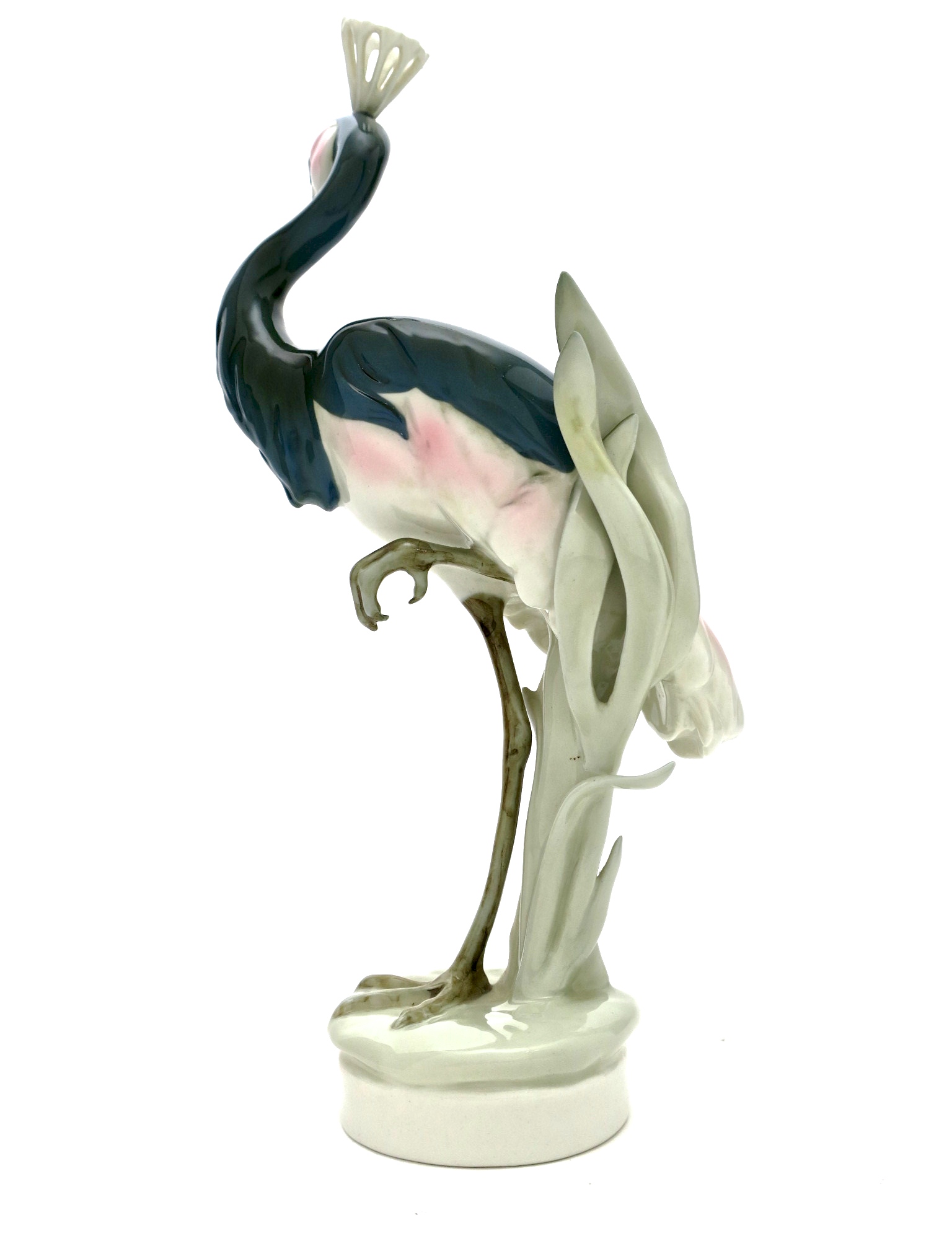 pfau kronenkranich paradiesvogel bird vogel exotisch keramik kaufmuseum münchen krone ceramique figur skulptur