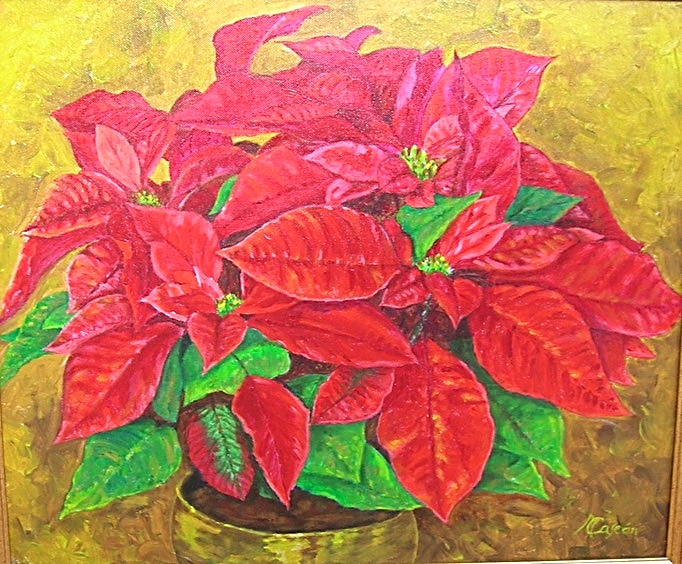 14. FLOR DE PASCUA - Acrílico sobre lienzo - 55x56