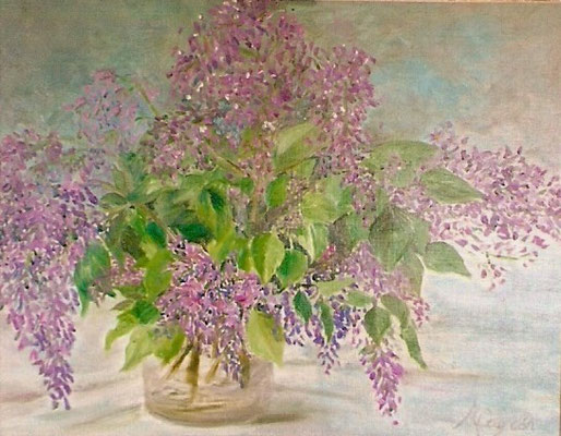 22. LILAS DE CERCEDILLA - Óleo sobre tabla  36x28