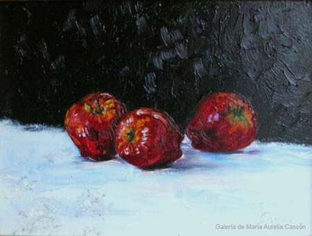 77. MANZANAS ROJAS  - Óleo sobre tabla - 30x24