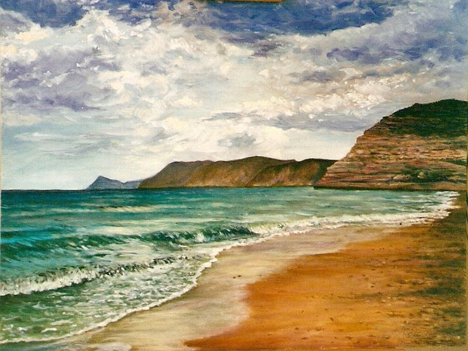 26. PLAYA DE MOJÁCAR - Óleo sobre tabla -65x50