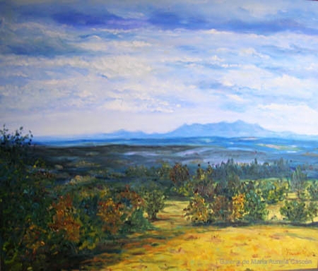74. ASOMANDO ENTRE NUBES  - Óleo sobre tabla -  70x60