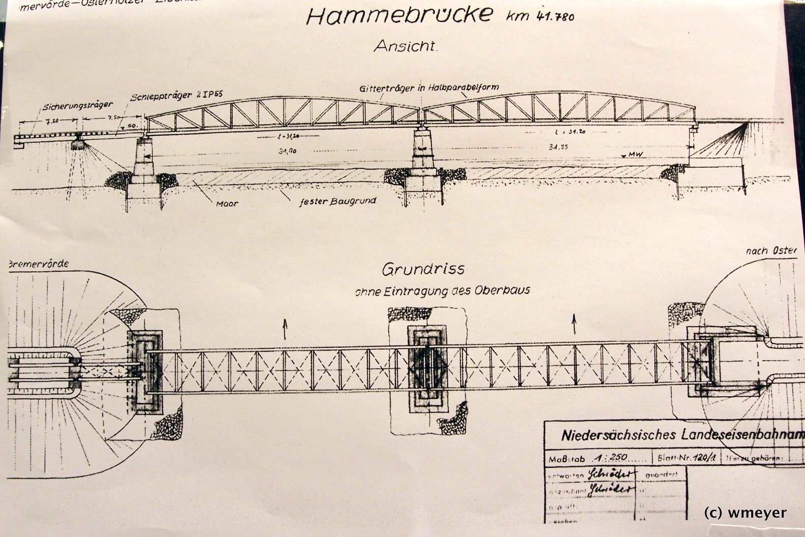 Spur 0 Worpswede Vorbildzeichnung Brücke