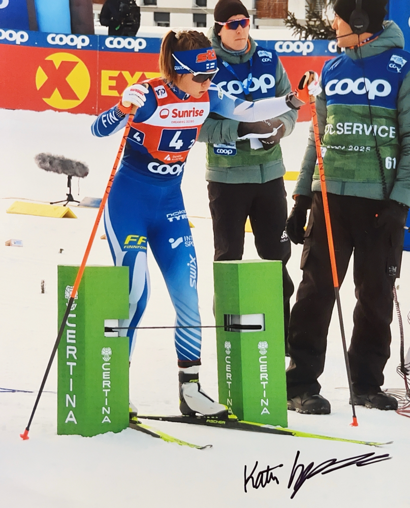 Katri Lylynpera, 3rd Universiade 2019, Picture taken during the Team Sprint Race in Davos 2024, Autograph by Mail