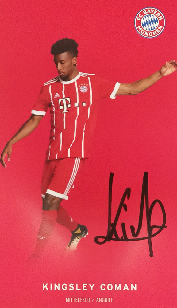 Kingsley Coman, Bayern Munich, French, German and Italian Champion, Silver European Championship 2016, Autograph by Mail