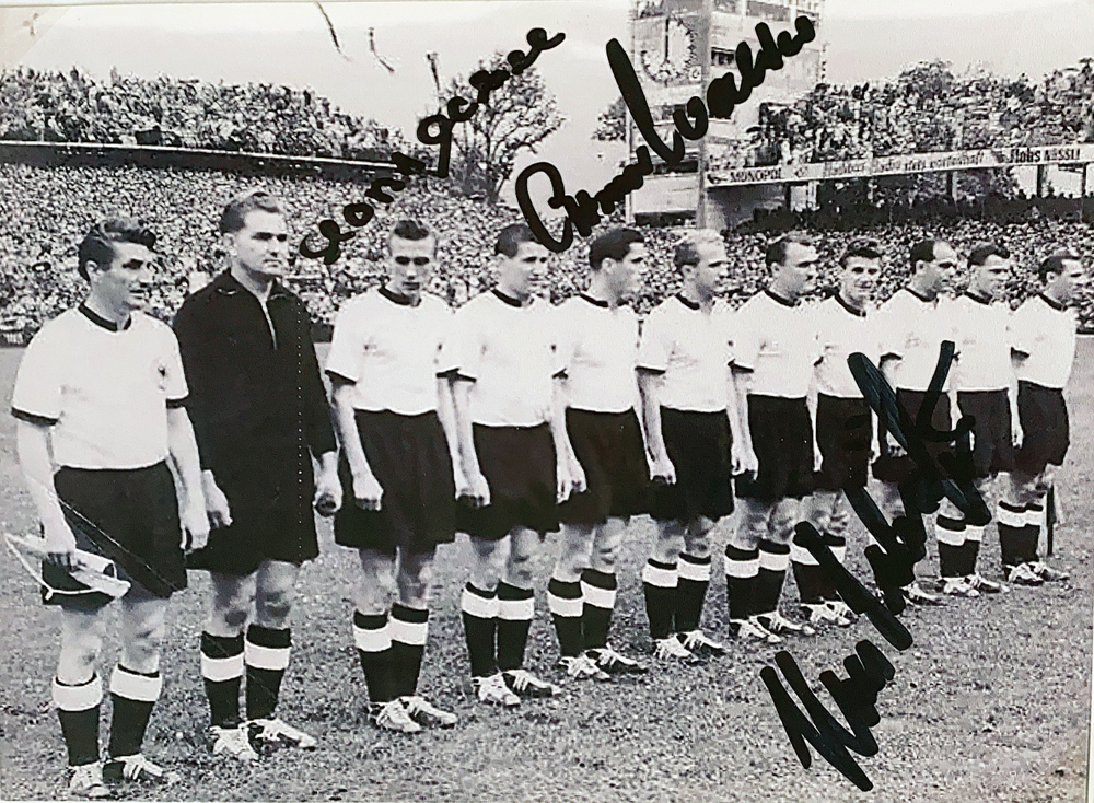 Autograph Horst Eckel Ottmar Walter Hans Schefer Autogramm