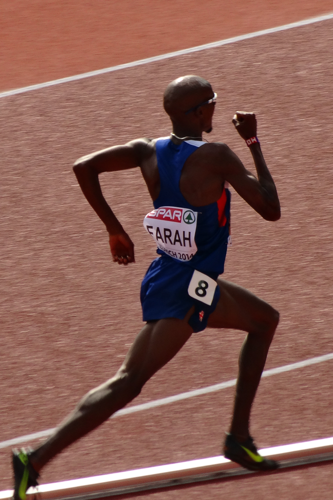 Mo Farah UK 5000m , 4 Olympia Gold, 5 Times Worldchampion, 5 Times European Champion, Picture taken during European Championship in Zurich, where he won the Race (Autograph see Track + Field international)