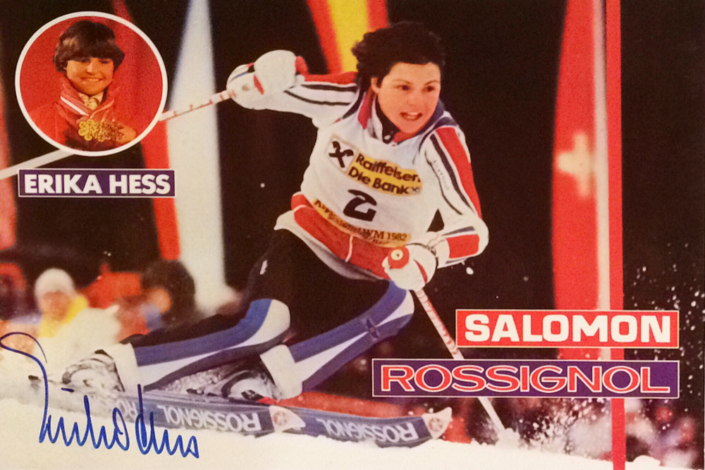 Erika Hess, Switzerland, retired, 31 Races won, 6 times World Champion Gold, Olympia Bronze Medal 1980, Autograph received by Mail