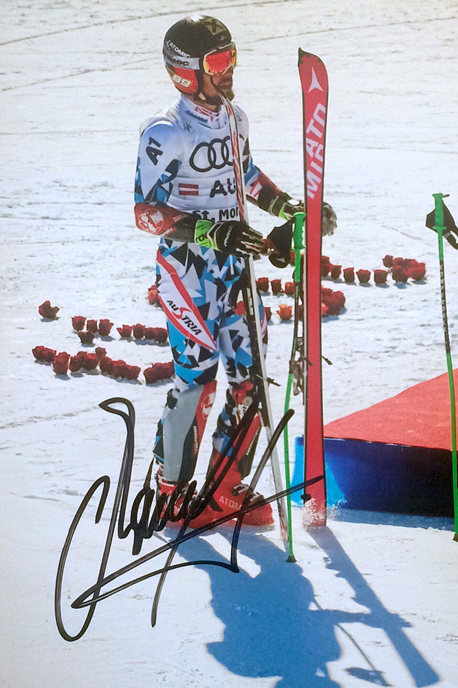 Marcel Hirscher Austria, retired (Comeback planned for24/25), twice Worldchampion in St. Moritz, Beaver Creek and Schladming, 6 Times overall Worldcup winner, 8 discipline worldcup titles, twice Olympic Gold 2018. Picture taken at Worldchampionship in St. Moritz 14.02.2017, Autograph by Mail