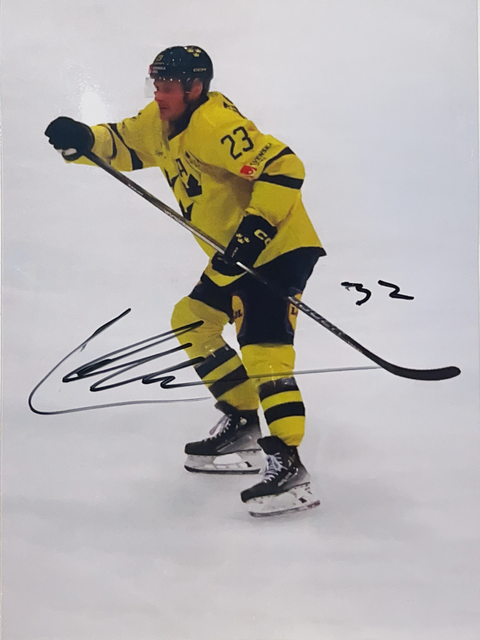 Lucas Wallmark, Sweden, HC Fribourg Gotteron, 204 NHL Games. World and Olympia Champion 2022, Champions League 2015, Spengler Cup 2024, Autograph by Mail