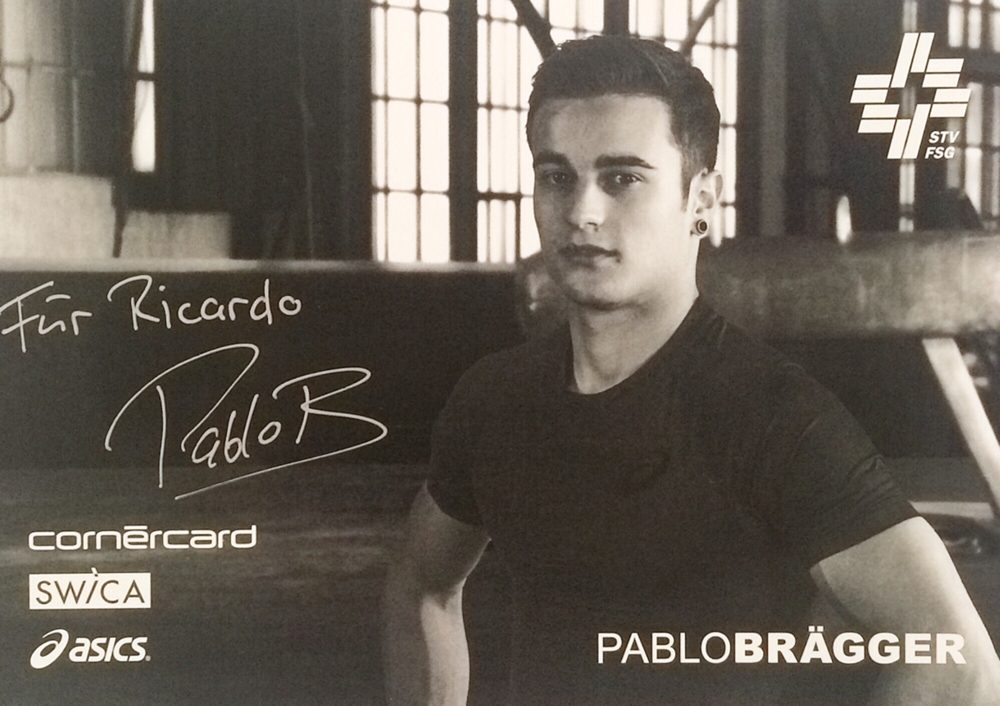 signed Autographcard Pablo Brägger Switzerland, Gymnastics, twice bronze medal European Championship, Autograph by Mail