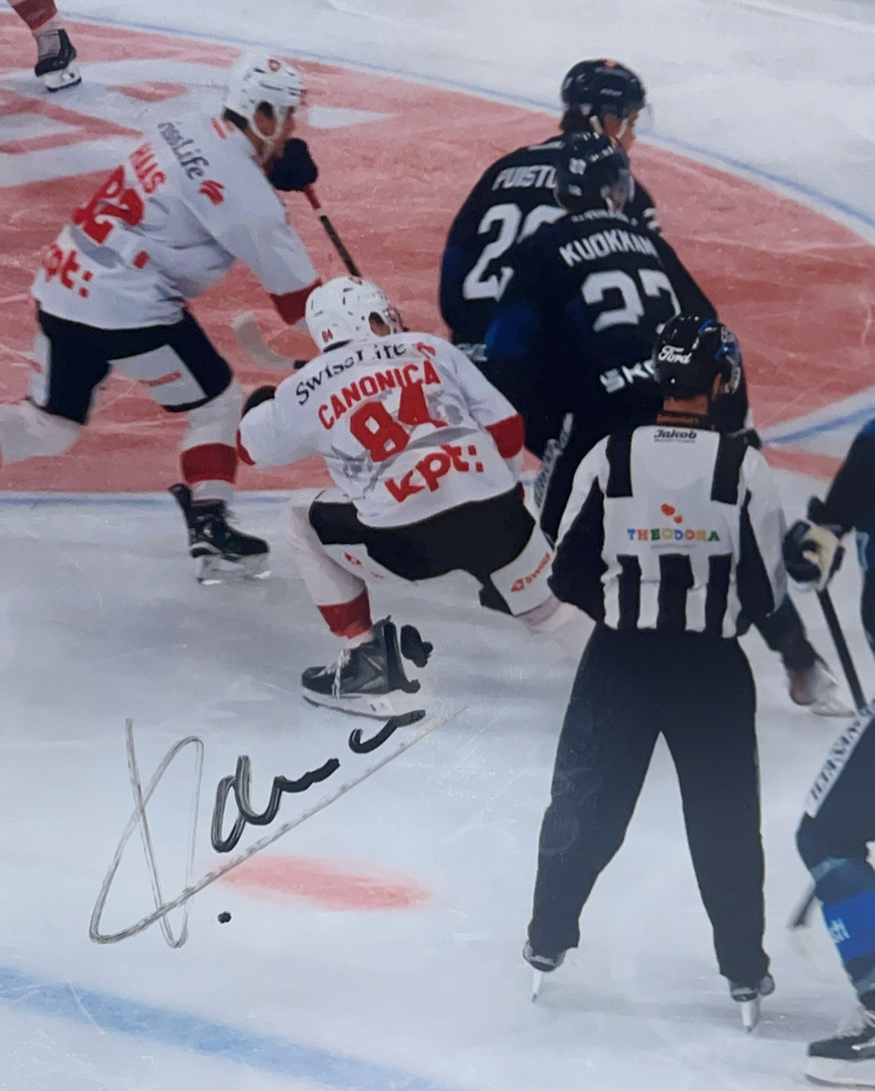 Lorenzo Canonica, Switzerland, HC Lugano, Picture taken Switzerland against Finland in Zurich 13.12.2025, Autograph by Mail 