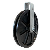 Cable Pulley Ø 140 mm for ropes up to Ø 4 mm with double ball bearing and steel wall mount