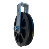 Cable Pulley Ø 100 mm for ropes up to Ø 9 mm with double ball bearing and steel wall mount