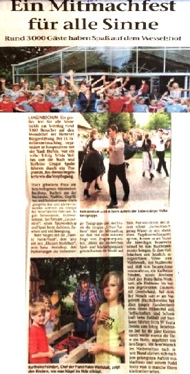 Familientag auf dem Wessels-Hof am 09. August 2015 - Quelle: Hertener Allgemeine v. 10.08.15