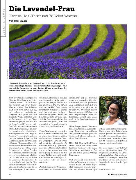 Mein Lavendel Bild - KLIPP MAGAZIN, September 2012