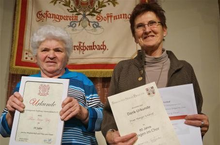 Ehrungen - Irene Zeitz (50J Mgl) - Margit Schärpf (60J) - 2014