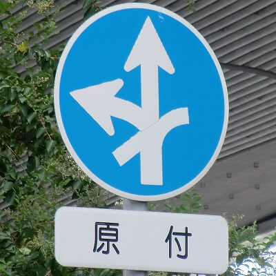 兵庫県神戸市東灘区の異形矢印標識