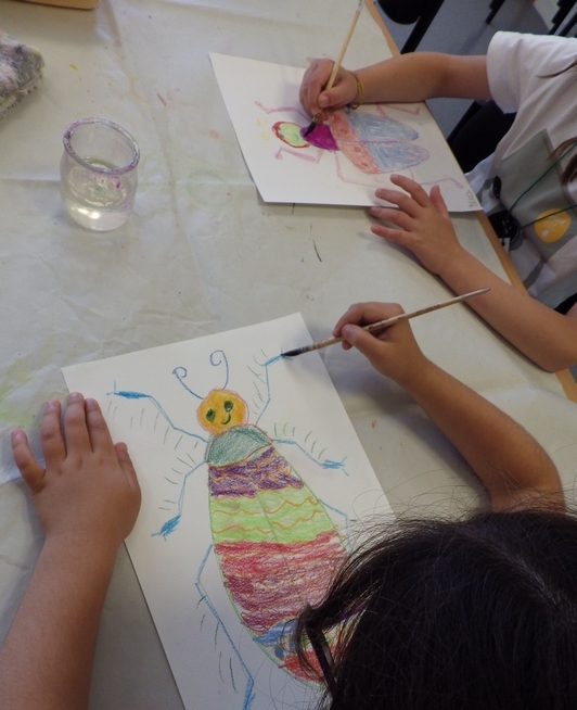 Atelier pastels aquarellables, thème "Petites bêtes" Maternelle MS/GS