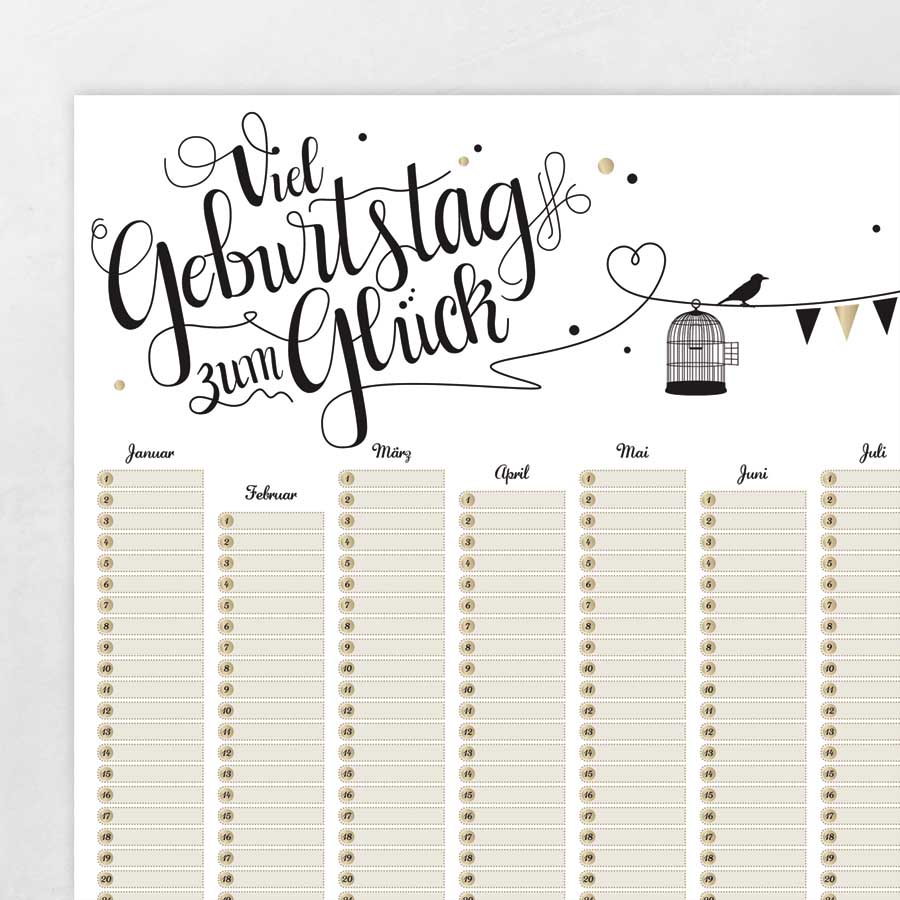 A2 Poster Geburtstagskalender - Amy & Kurt Berlin - Artprints, Poster, Paper & Home Design