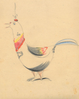 Dagobert Peche, Entwurfszeichnung Vogel, 1919, Papier, 26,6 x 20,7 cm