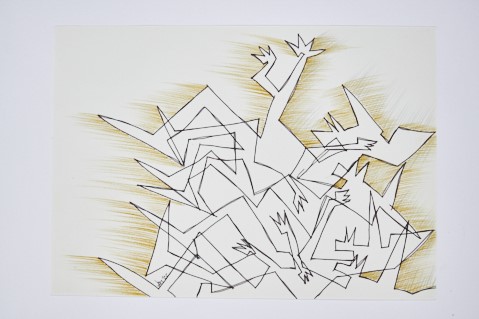 Anita Münz, Augenhöhe, Zeichnung, Buntstift, Kugelschreiber / Papier, 20 x 30 cm, Foto: Luzia Ellert