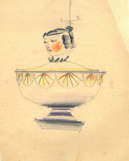 Dagobert Peche, Entwurfszeichnung einer Dosen, 1918/1919, Papier, 26,8 x 22 cm