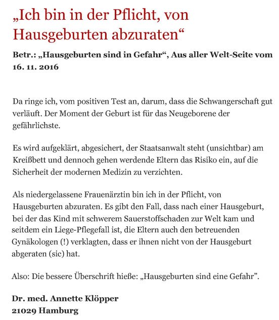 Leserbrief Bergedorfer Zeitung 23.11.2016