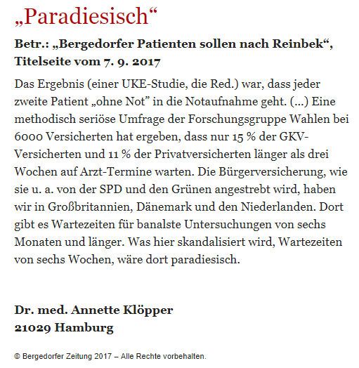 Bergedorfer Zeitung Leserbrief 23.09.2017