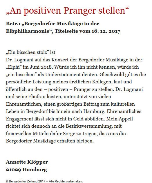Bergedorfer Zeitung Leserbrief 27.12.2017